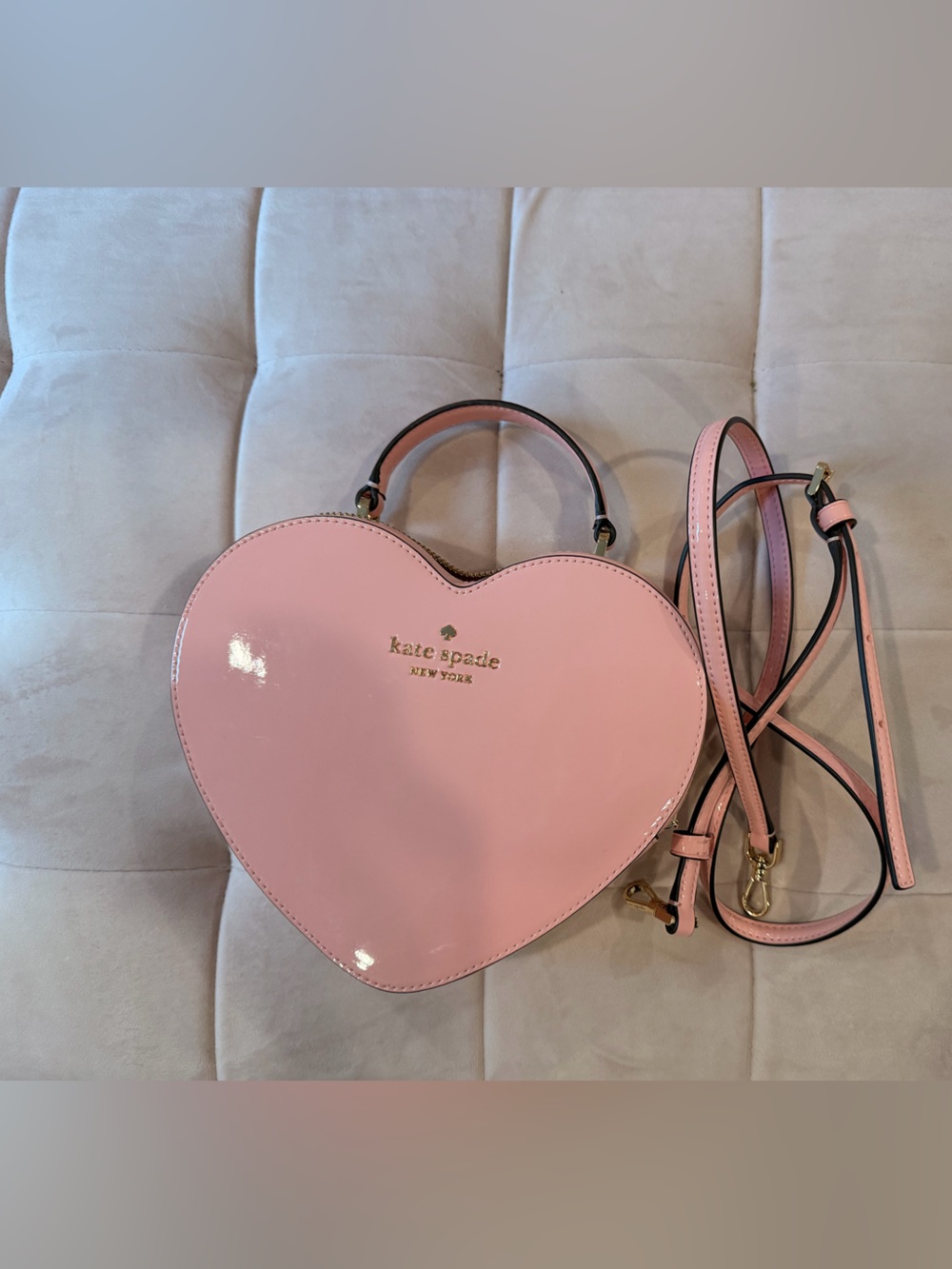 kate spade Pink Heart-Shaped Patent Top-Handle Mini Bag - Picture 5 of 5